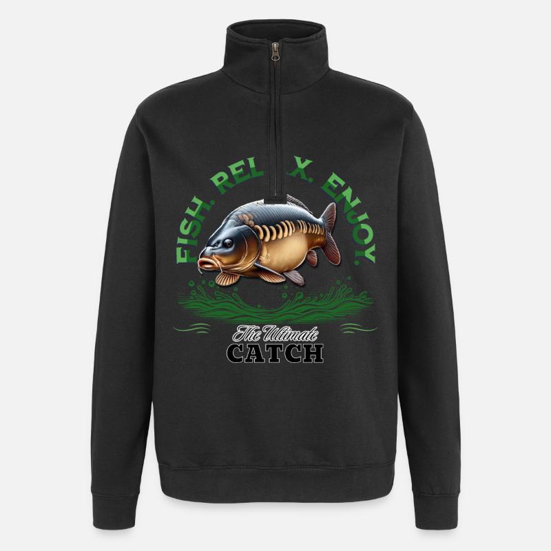 Carpe Fish Relax Enjoy - Sweat à zip 1/4 - noir