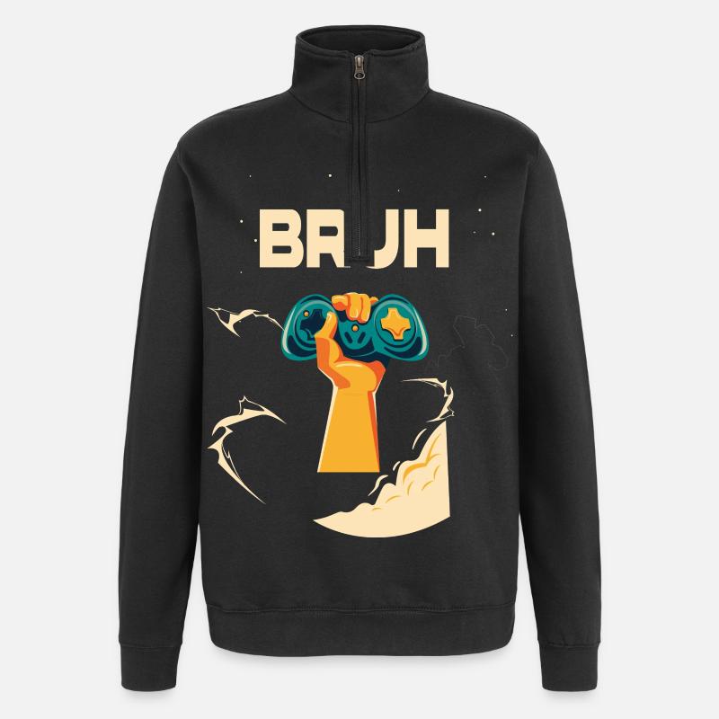 Mächtige kosmische Gehirnhand - Quarter-Zip-Sweatshirt - Schwarz