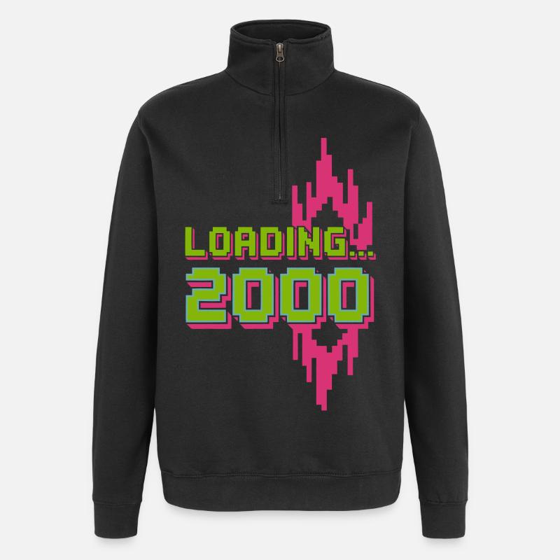 Retro Pixel Loading 2000 Design - Quarter-Zip-Sweatshirt - Schwarz