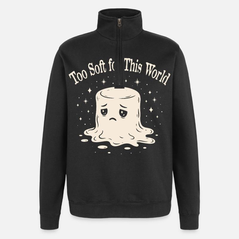Melancholischer Marshmallow - Sensibel & Soft - Quarter-Zip-Sweatshirt - Schwarz