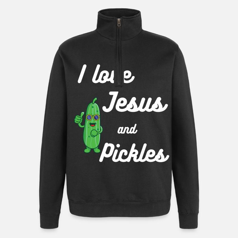 Pickles and Jesus Religious - Quarter-Zip Sweatshirt - black