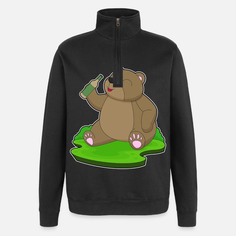Bear bouteille de bière - Sweat à zip 1/4 - noir