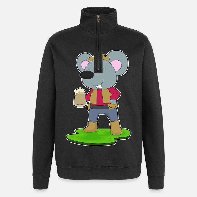 Maus Bier - Quarter-Zip-Sweatshirt - Schwarz