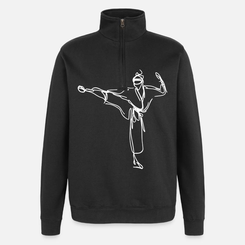 Karateka Skizze - Quarter-Zip-Sweatshirt - Schwarz