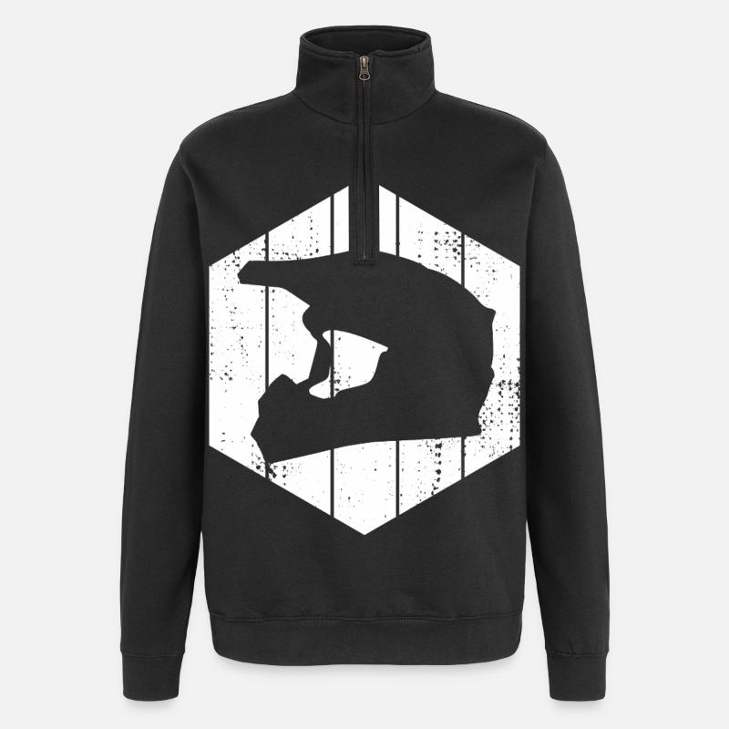 Casque de motocross - Sweat à zip 1/4 - noir