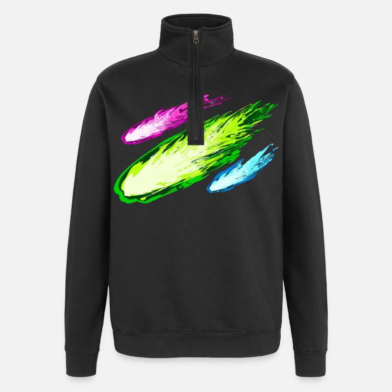 Explosion von bunten Drachen - Quarter-Zip-Sweatshirt - Schwarz