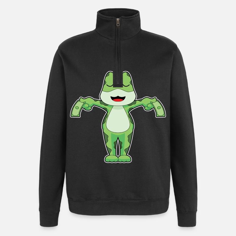 Frog Banknote - Quarter-Zip Sweatshirt - black