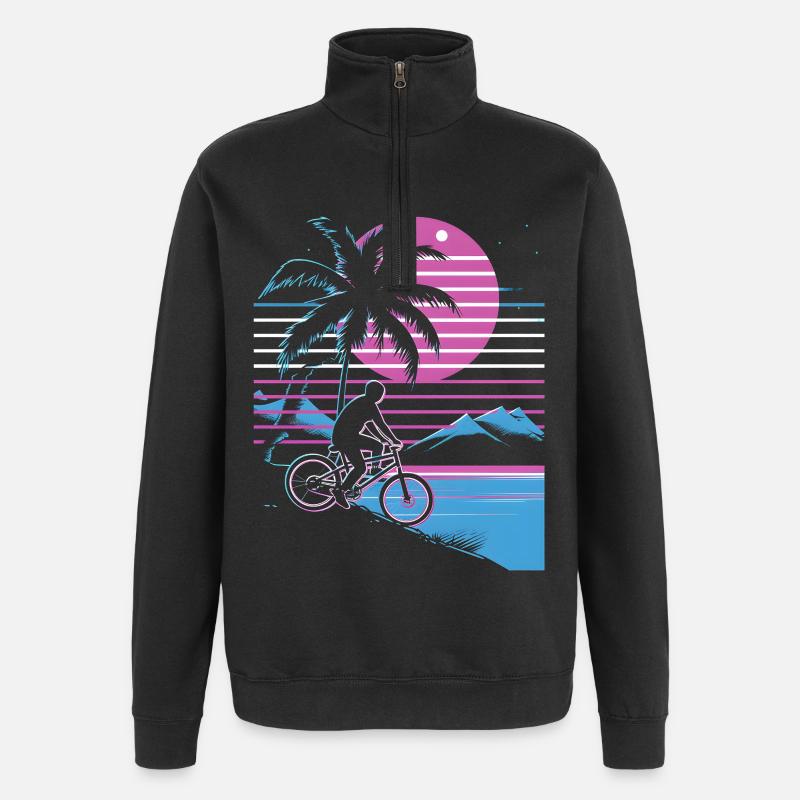 VTT Synthwave - Sweat à zip 1/4 - noir
