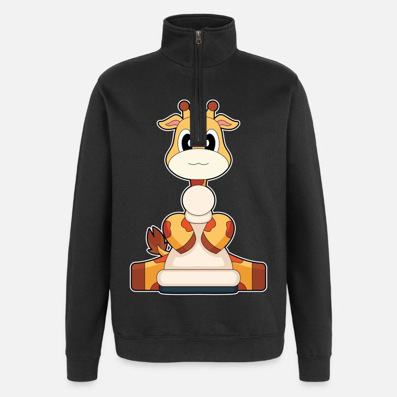 Giraffe Schachfigur Bauer Schach - Quarter-Zip-Sweatshirt - Schwarz