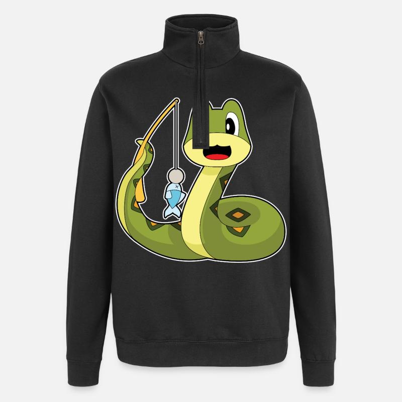 Pêche au poisson pêcheur serpent - Sweat à zip 1/4 - noir