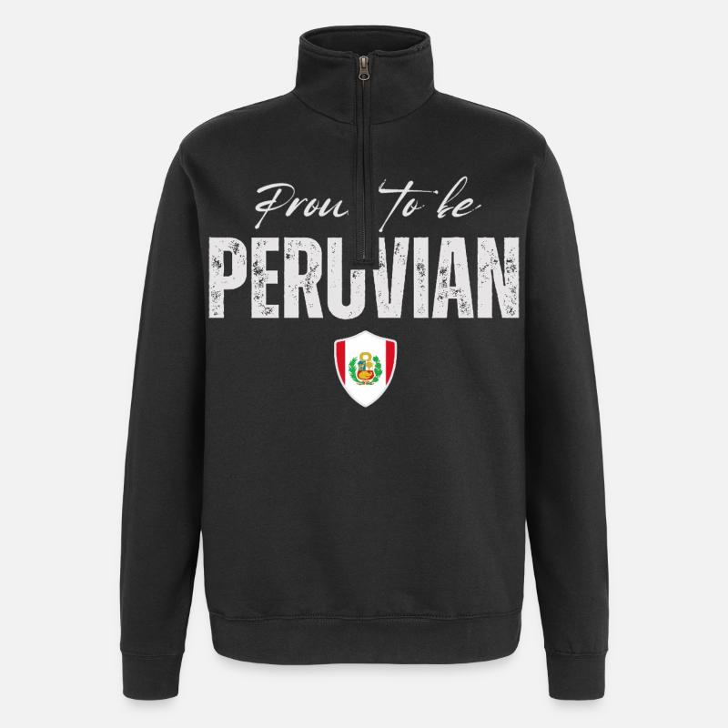 Fier Péruvien, Fabriqué au Pérou - Sweat à zip 1/4 - noir