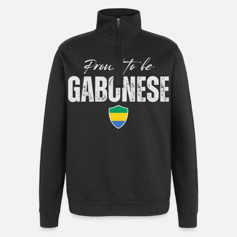 Gabuner stolz, Made in Gabon - Quarter-Zip-Sweatshirt - Schwarz