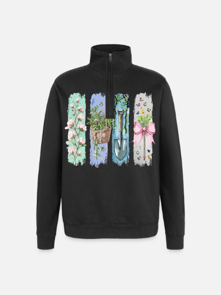 Gartenliebe Naturfreund Floral Motif - Quarter-Zip Sweatshirt - black