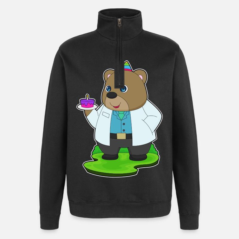 Bear Birthday Doctor - Quarter-Zip Sweatshirt - black