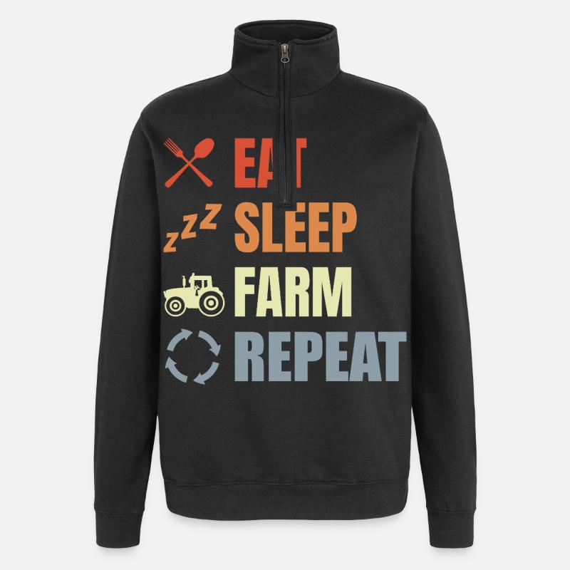 Eat Sleep Farm Repeat - Quarter-Zip Sweatshirt - black