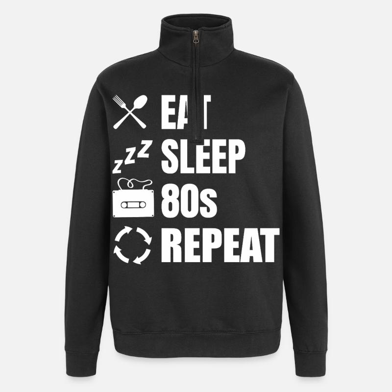 Manger dormir 80s Répéter - Sweat à zip 1/4 - noir
