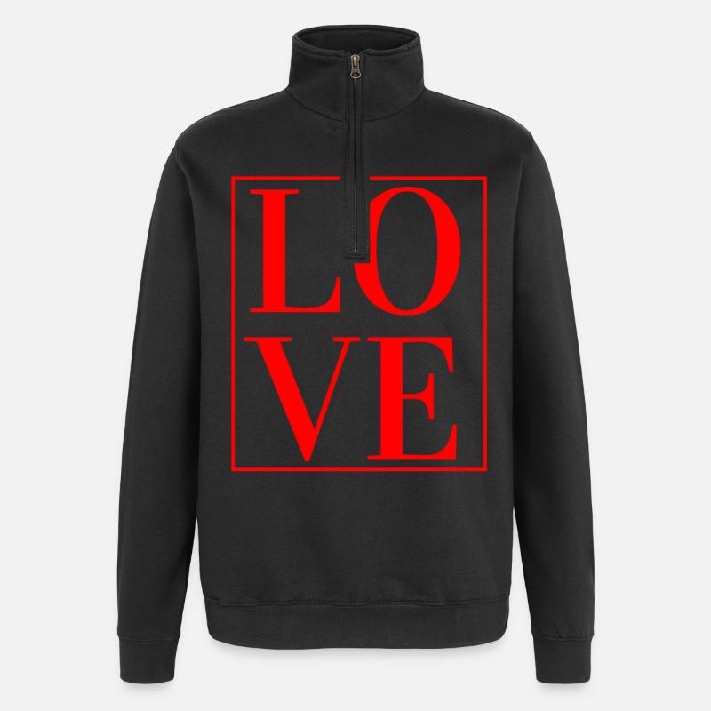 ICH LIEBE TYPOGRAFIE - Quarter-Zip-Sweatshirt - Schwarz