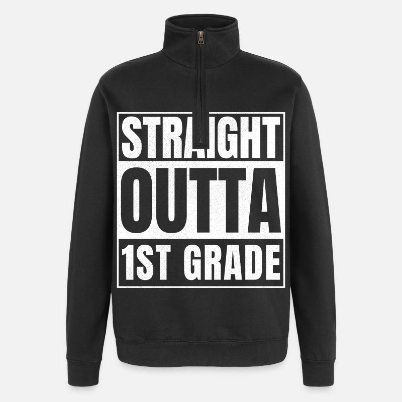 STRAIGHT OUTTA First Grade - Quarter-Zip-Sweatshirt - Schwarz