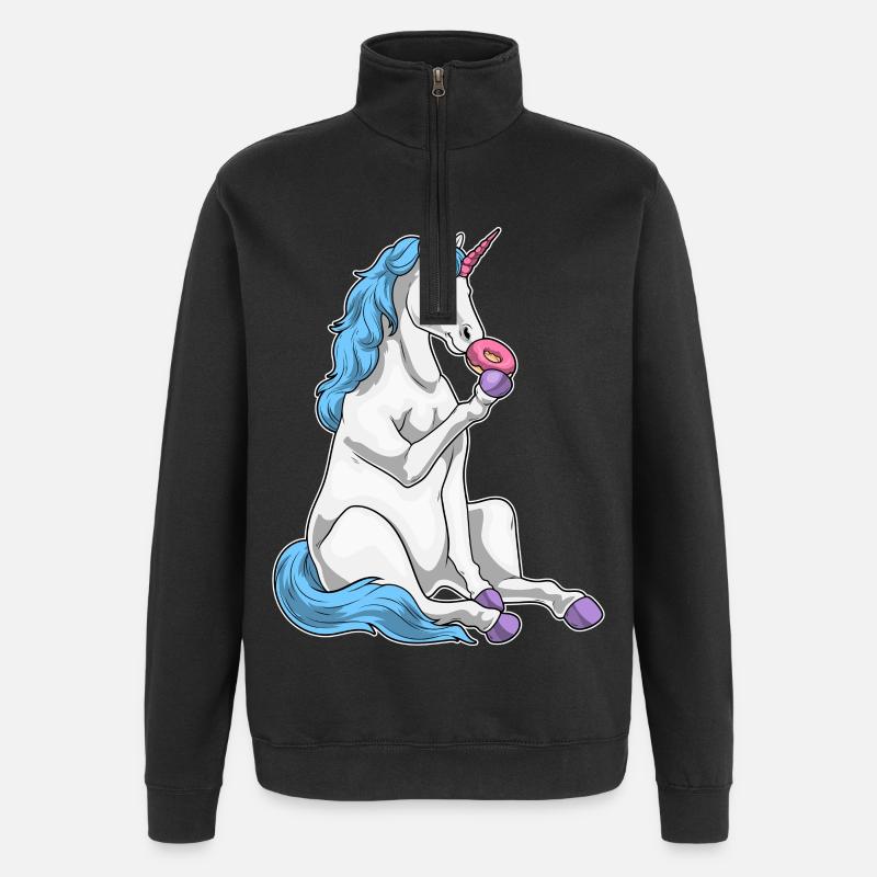 Einhorn Donut - Quarter-Zip-Sweatshirt - Schwarz