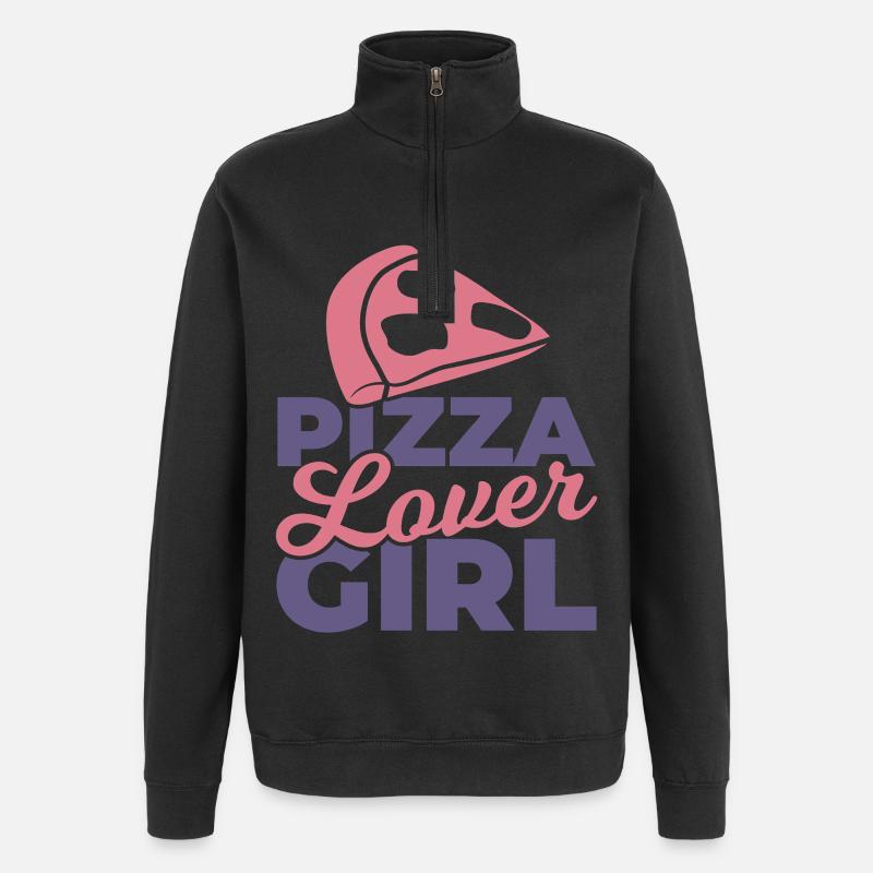 Mädchen das Pizza liebt - Quarter-Zip-Sweatshirt - Schwarz