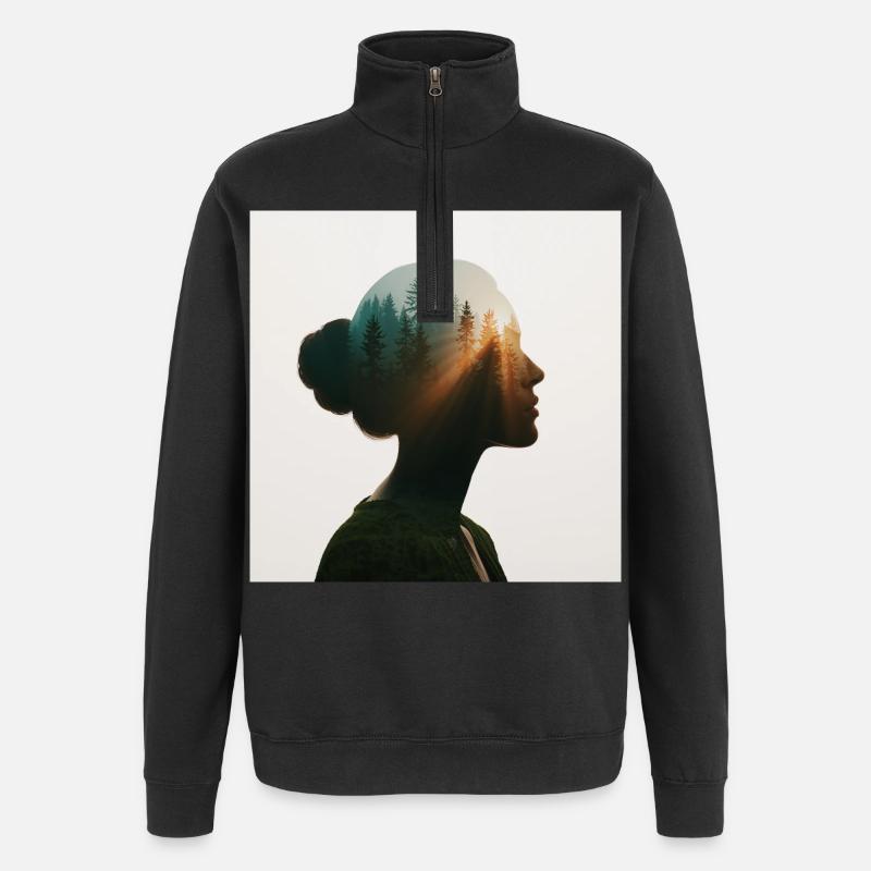 Âme de la forêt - Sweat à zip 1/4 - noir