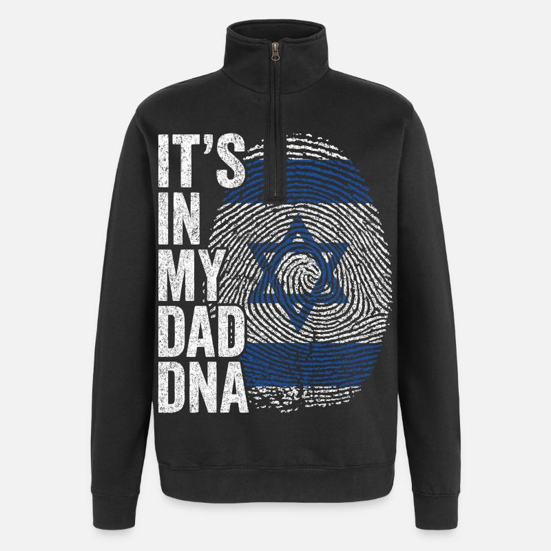 Drapeau Israël Empreinte Papa Israélien - Sweat à zip 1/4 - noir