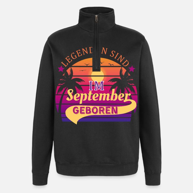 Les légendes naissent en septembre-anniversaire - Sweat à zip 1/4 - noir