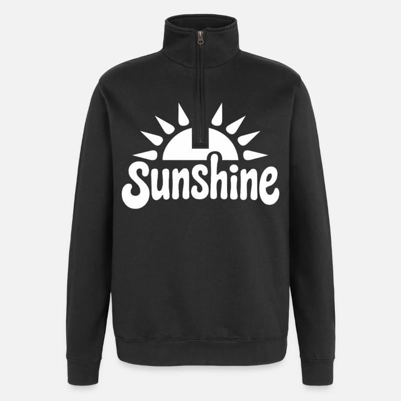 blanc soleil - Sweat à zip 1/4 - noir