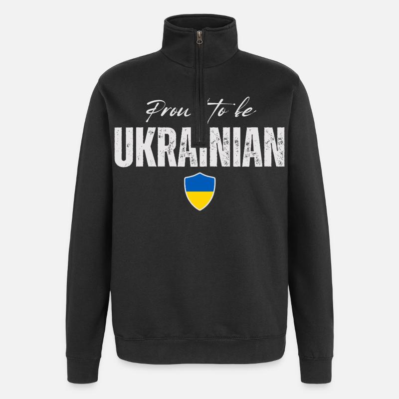 Fierté ukrainienne, j'aime l'Ukraine - Sweat à zip 1/4 - noir