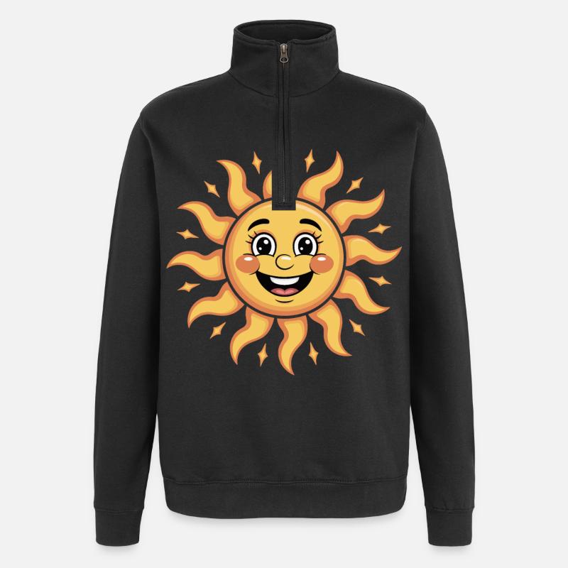 Illustration de ciel de soleil joyeux - Sweat à zip 1/4 - noir