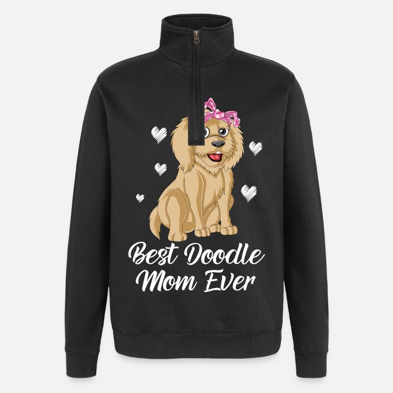 Doodle Mama Hund Illustration - Quarter-Zip-Sweatshirt - Schwarz
