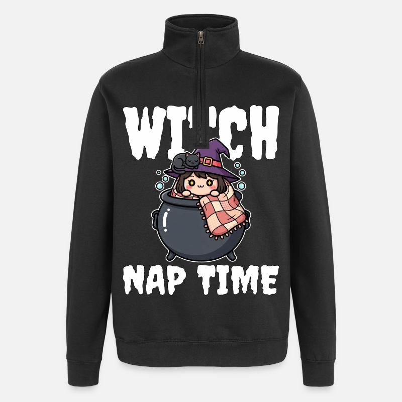 WITCH NAP TIME - WITCH HALLOWEEN - Sweat à zip 1/4 - noir