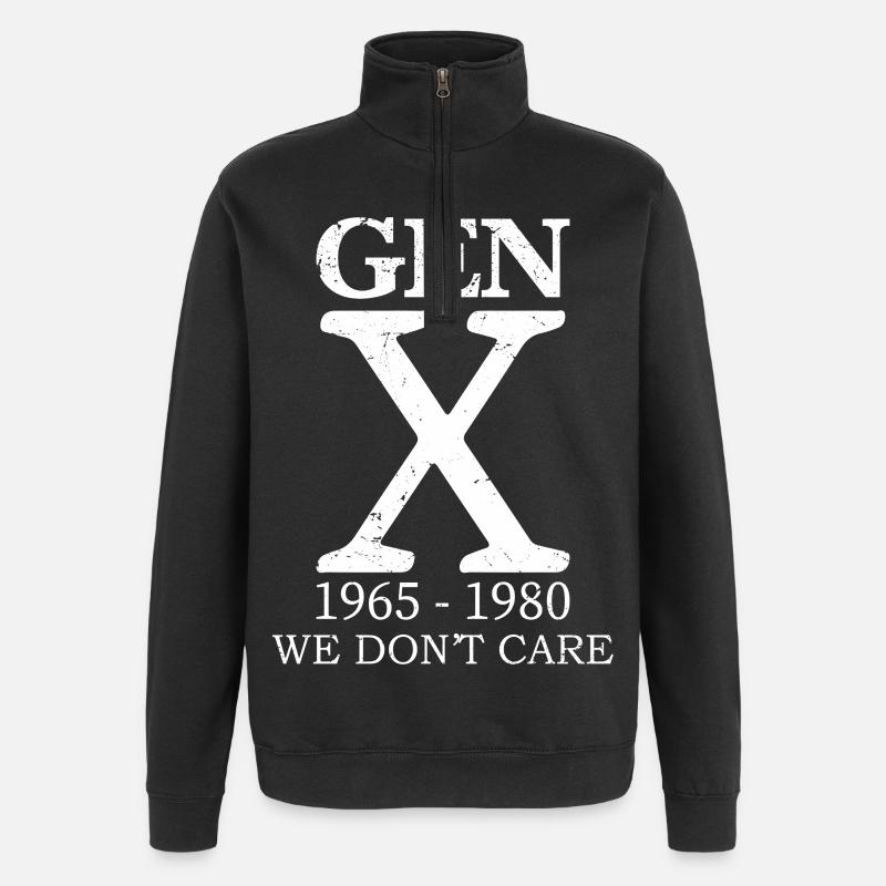 Génération X, on s’en fiche - Sweat à zip 1/4 - noir