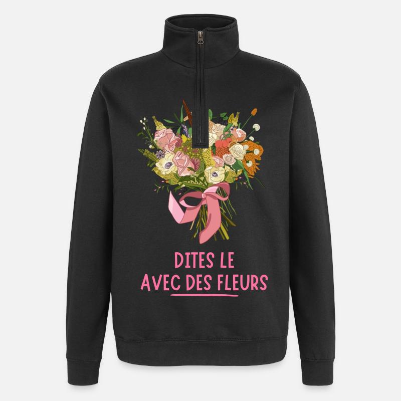Dites le avec des FLEURS - Sweat à zip 1/4 - noir