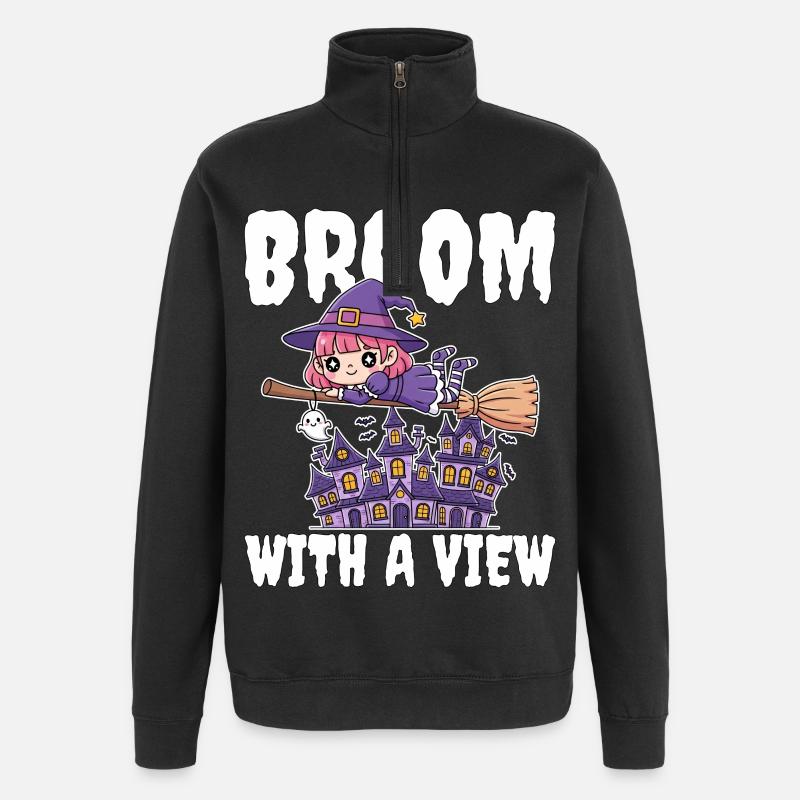 BALAI AVEC VUE - WITCH HALLOWEEN - Sweat à zip 1/4 - noir