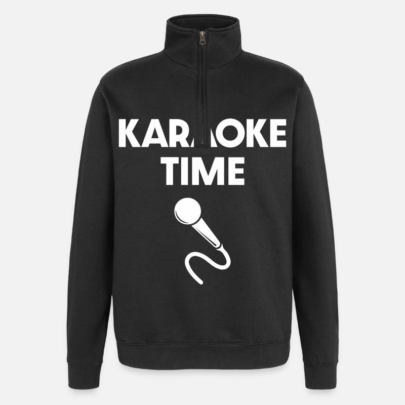 Heure du karaoké - Sweat à zip 1/4 - noir
