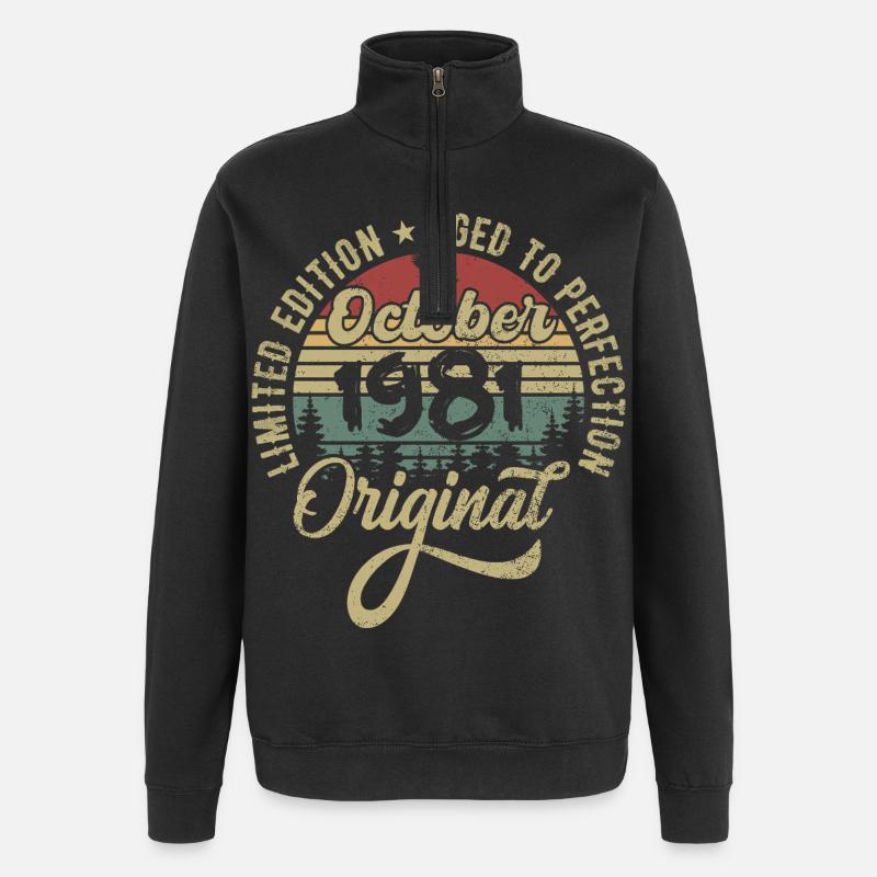 Octobre 1981 Anniversaire Octobre 1981 Octobre - Sweat à zip 1/4 - noir