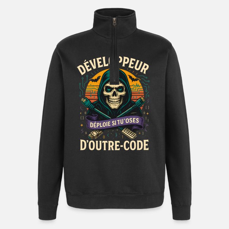 Web Developer - Halloween Skull - Quarter-Zip Sweatshirt - black