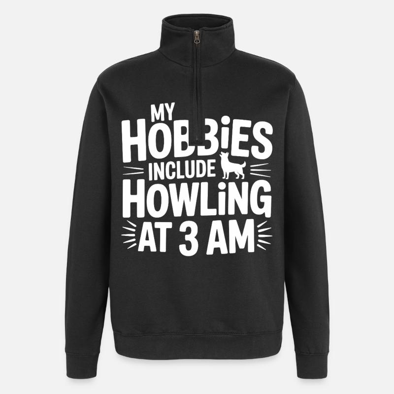 My Hobbies Include Howling Husky - Quarter-Zip Sweatshirt - black