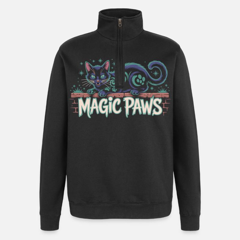 Enchanted Cat Magic Design - Quarter-Zip Sweatshirt - black