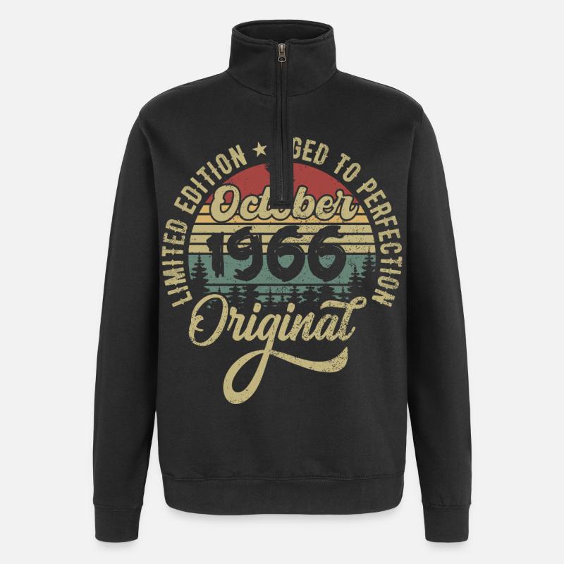 Octobre 1966 Anniversaire Octobre 1966 Octobre - Sweat à zip 1/4 - noir
