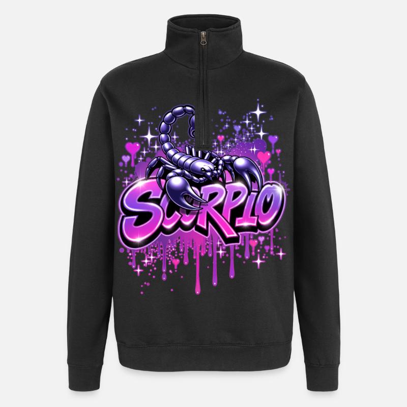 ♏ -Skorpion- Sternzeichen im Graffiti-Stil - Quarter-Zip-Sweatshirt - Schwarz
