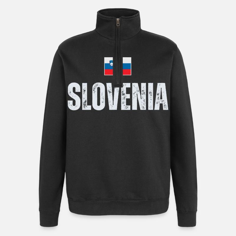 Drapeau slovène, patriote slovène - Sweat à zip 1/4 - noir