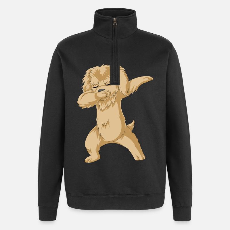 Griffonnage doré - Sweat à zip 1/4 - noir