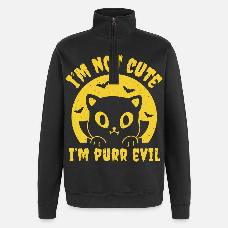 Je ronronne le mal - Sweat à zip 1/4 - noir