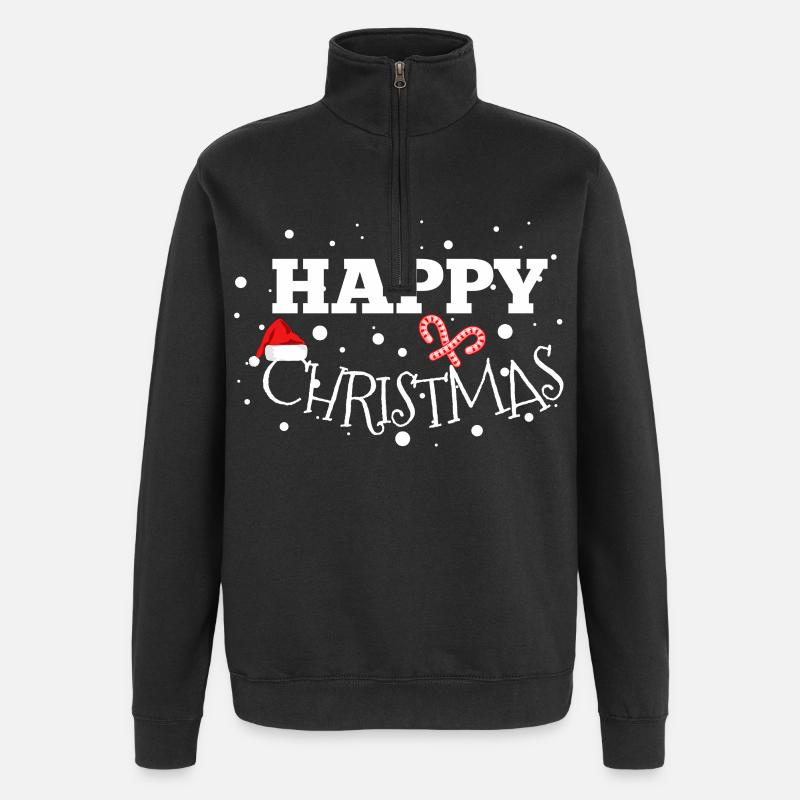 Happy Christmas Gift Idea - Quarter-Zip Sweatshirt - black