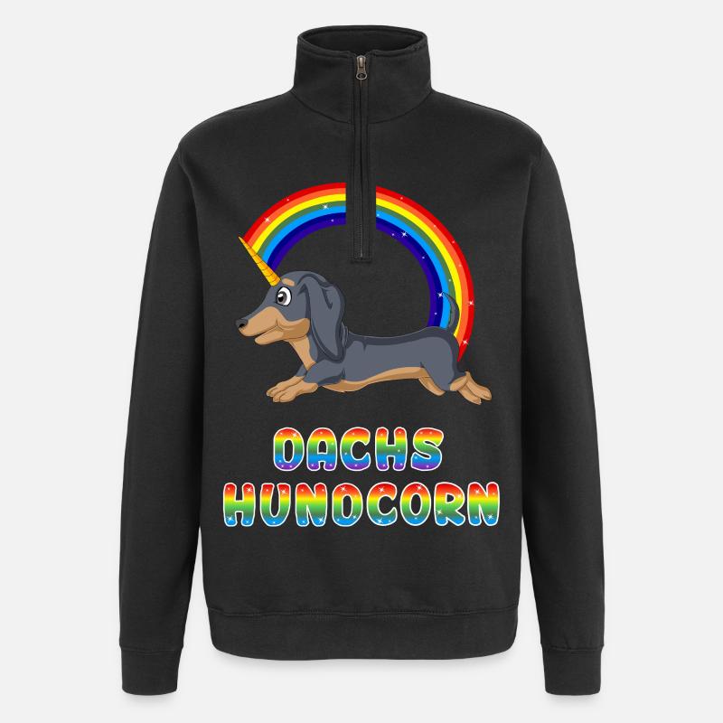 Dackel - Quarter-Zip-Sweatshirt - Schwarz