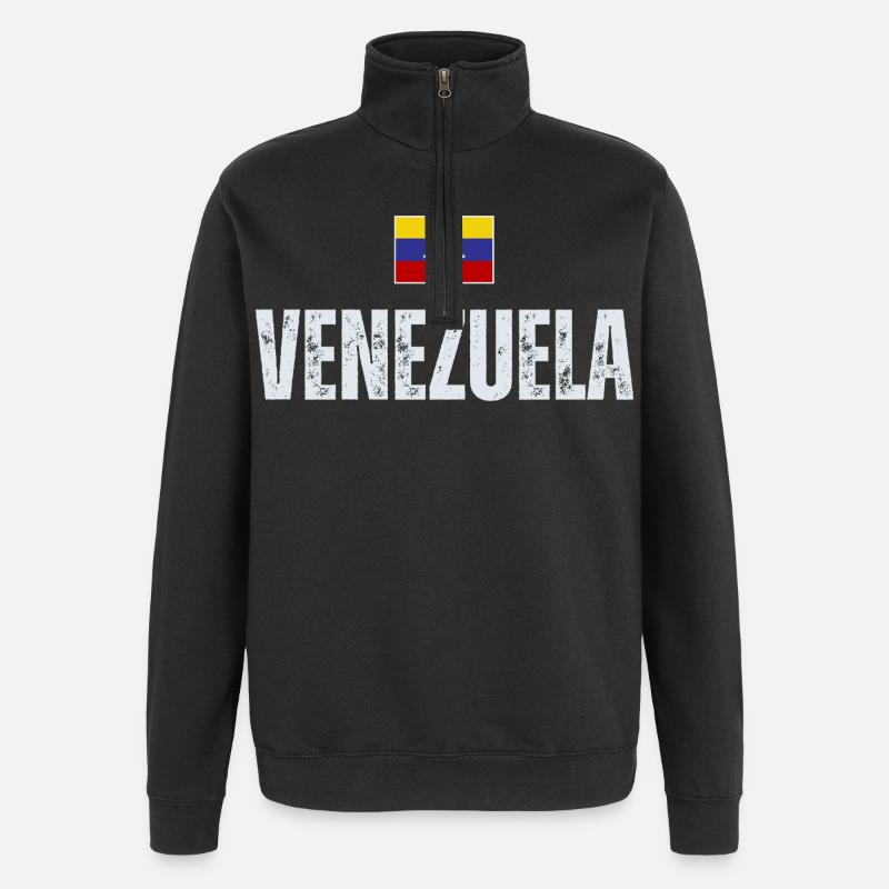 Drapeau du Venezuela, fabriqué au Venezuela - Sweat à zip 1/4 - noir