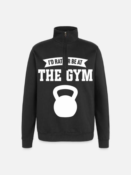 I'd rather be at the gym - Quarter-Zip Sweatshirt - black