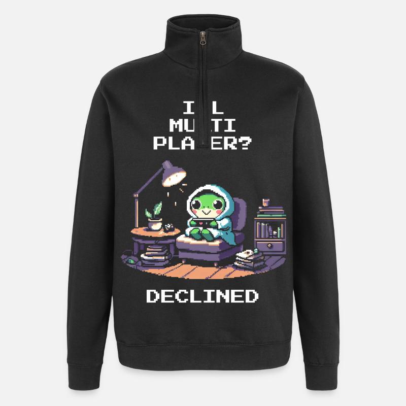 IRL-Multiplayer: abgelehnt | Introvertiert Humor - Quarter-Zip-Sweatshirt - Schwarz
